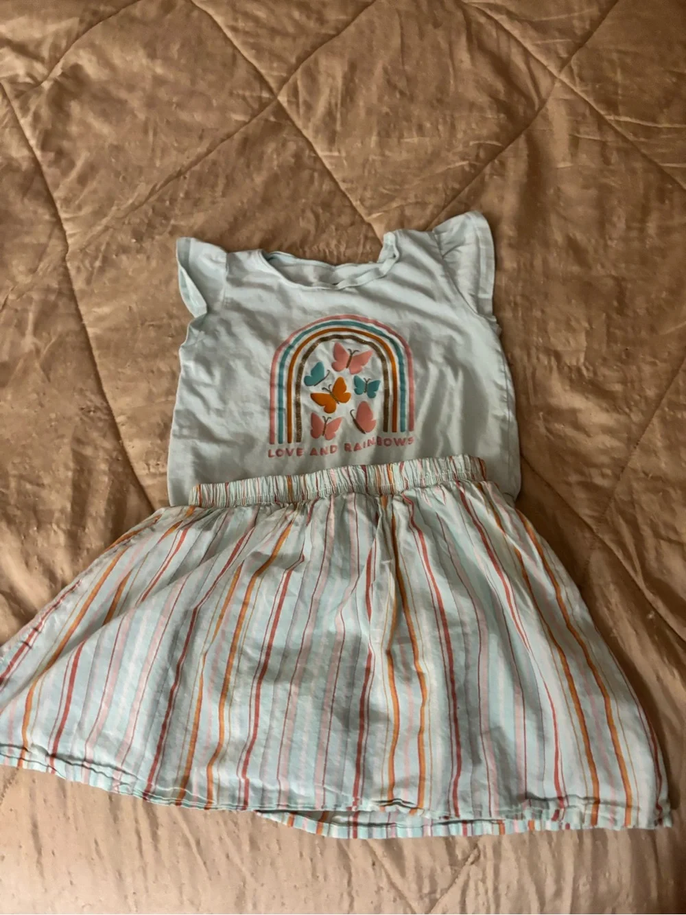 Carter's Light Blue Rainbow & Butterfly Two-Piece Dress Set